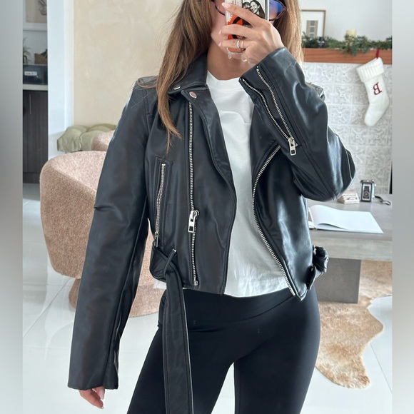 Zara Black Leather Jacket - Picture 2 of 5